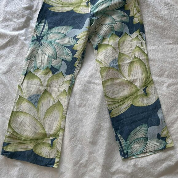 Tommy Bahama Blue-Green Lotus Silk-Linen Straight-Leg Resort Pants – US 8 - Picture 2 of 7